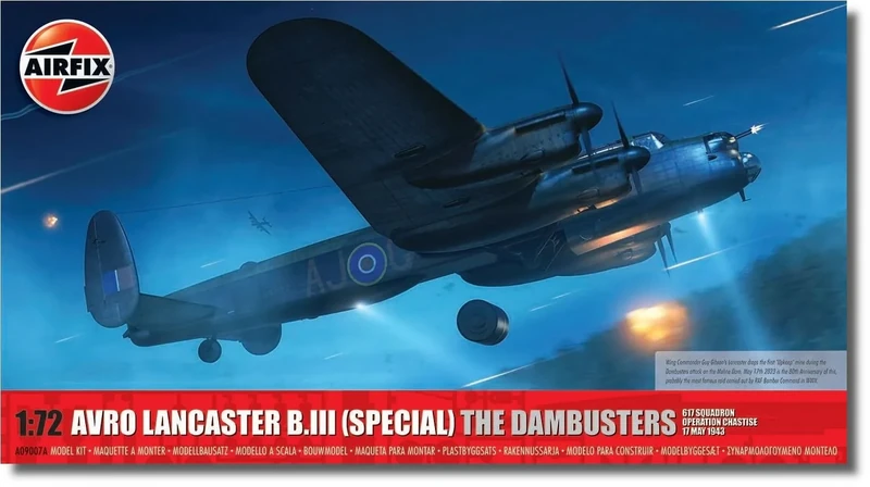 Airfix Model Set - A09007A Avro Lancaster B.III (SPECIAL) 'THE DAMBUSTERS' Model Building Kit - Plastic Plane Kits for Adults & Children 8+, Set Includes Sprues & Decals - 1:72 Scale
