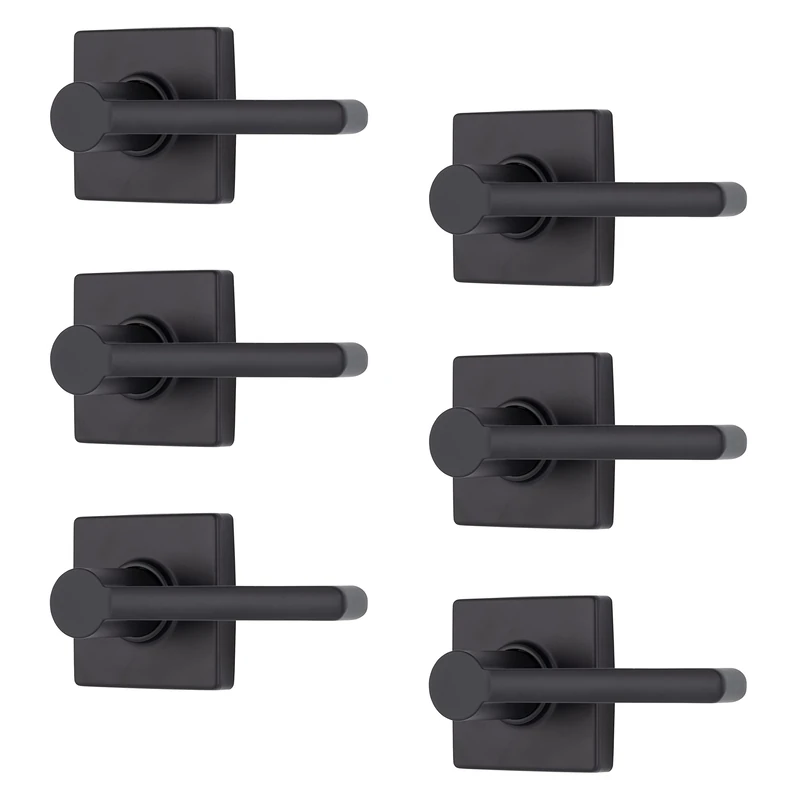 BRINKS – 6-Pack Matte Black Contemporary Indoor Passage Straight Door Lever – Hall/Closet 6 Pack Matte Black Exterior Straight Door Handle