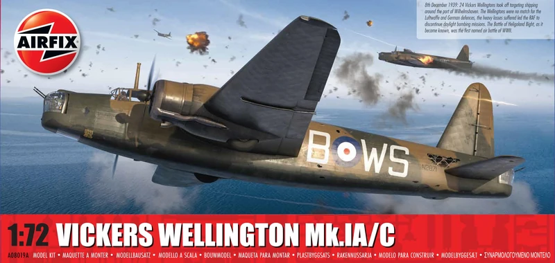 Airfix Model Set - A08019A Vickers Wellington Mk.IA/C Model Building Kit - Plastic Model Plane Kits for Adults & Children 8+, Set Includes Sprues & Decals- 1:72 Scale Model