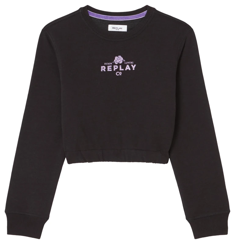 REPLAY Child SG2321 Viscose Cotton Fleece Shrug Sweater, Black 098, 10 Jahre