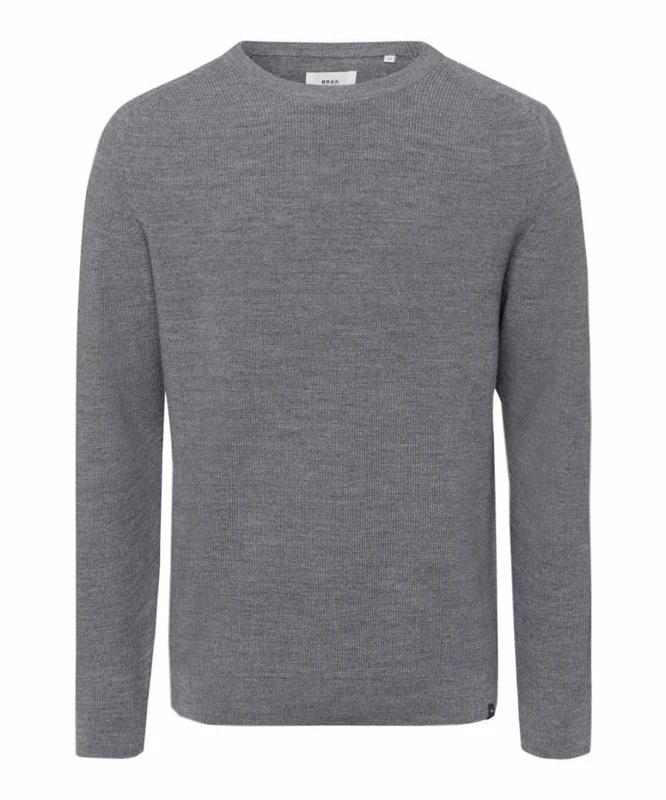 BRAX Men's Style Roy Feel Good Sporty Crew Neck Jumper in Sweater, Platinum, XXXL - Image 1