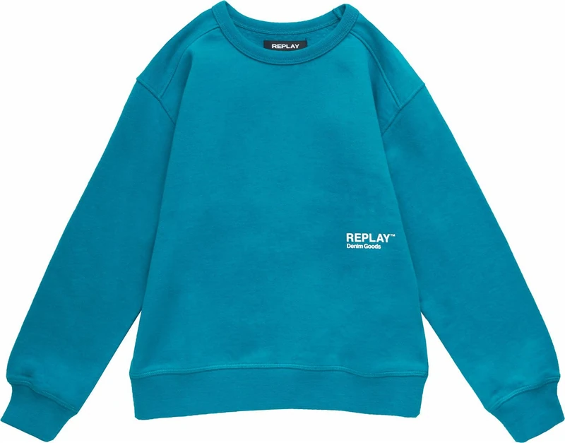 REPLAY Child SB2059 Carbon Finish Fleece Sweatshirt, Grey Melange. M14, 10 Jahre
