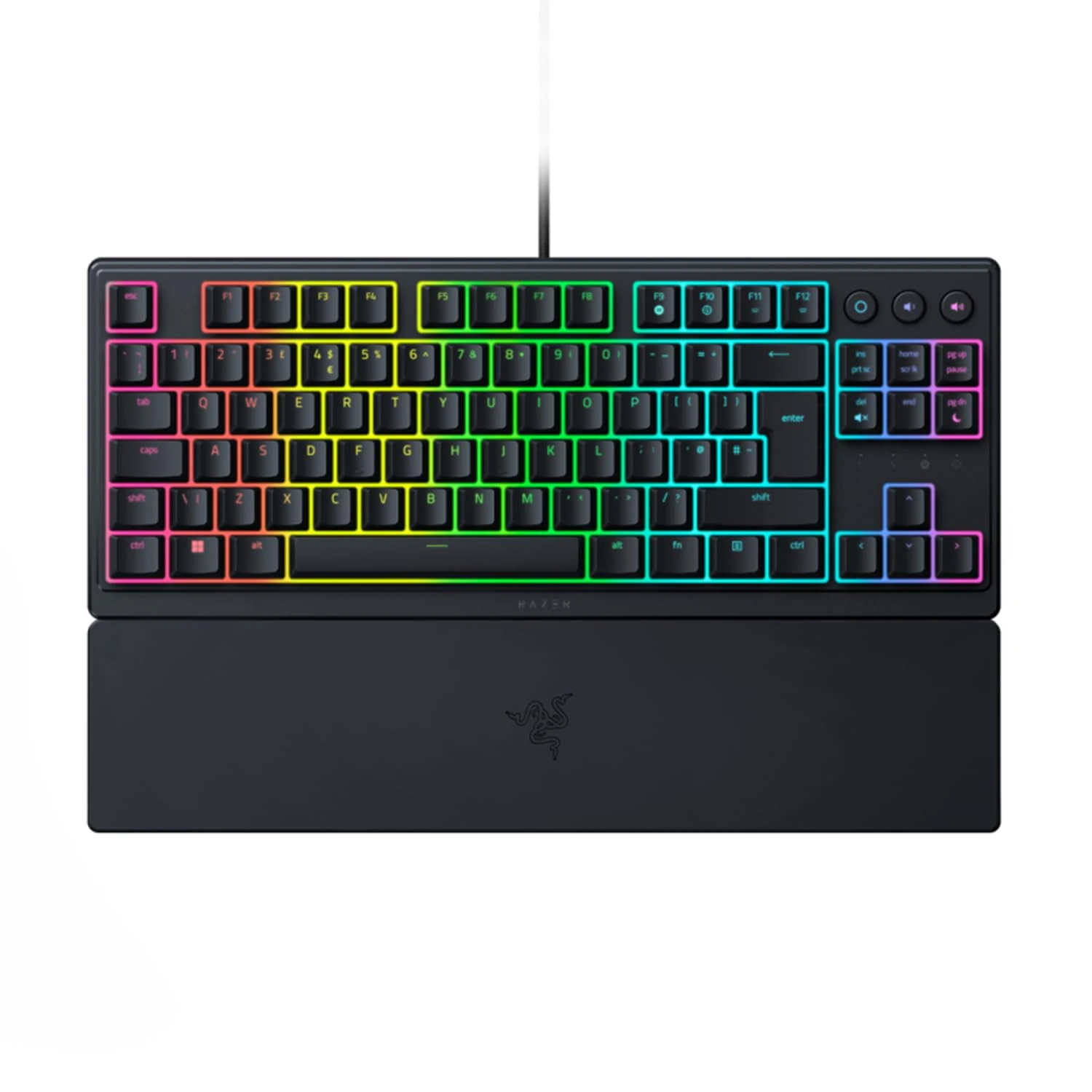 Razer Ornata V3 Tenkeyless - Compact Low Profile Gaming Keyboard (Mecha-Membrane Switches, UV-coated Keycaps, Backlit Dedicated Media Keys, Magnetic Soft-Touch Wrist Rest) QWERTY UK Layout | Black