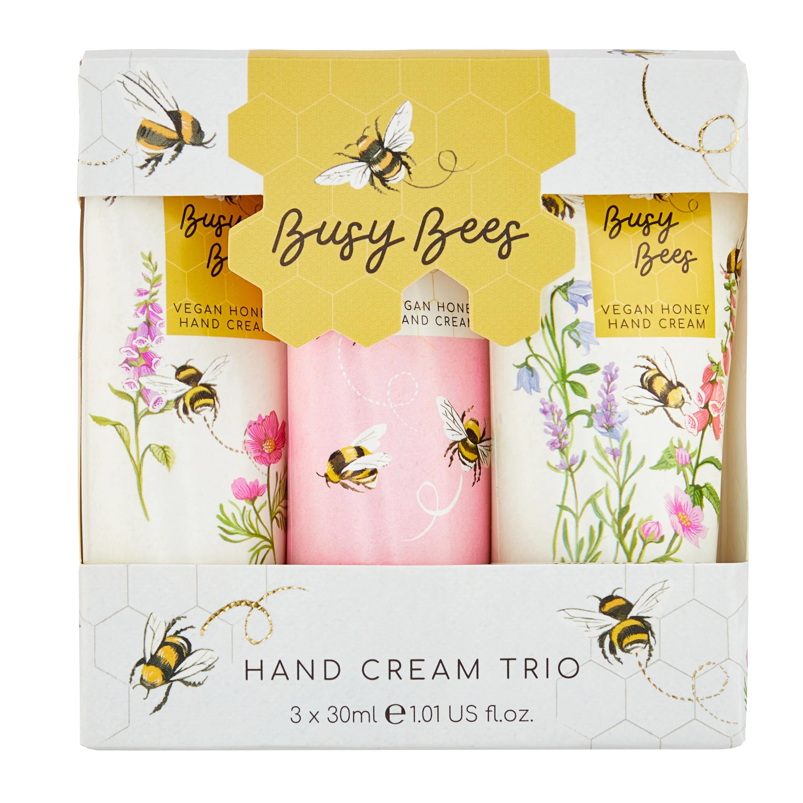 Heathcote & Ivory Hand Cream 3x 30 ml, Vegan Honey, 3 Fragrances, Travel Size and Cruelty Friendly, Ideal For Toiletry and Wash Bag, Beauty Gifts For Her, Busy Bees Collection