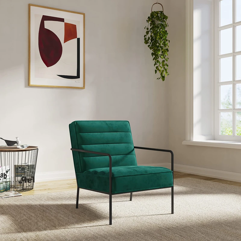 Alphason Bookham Accent Chair - GREEN VELVET