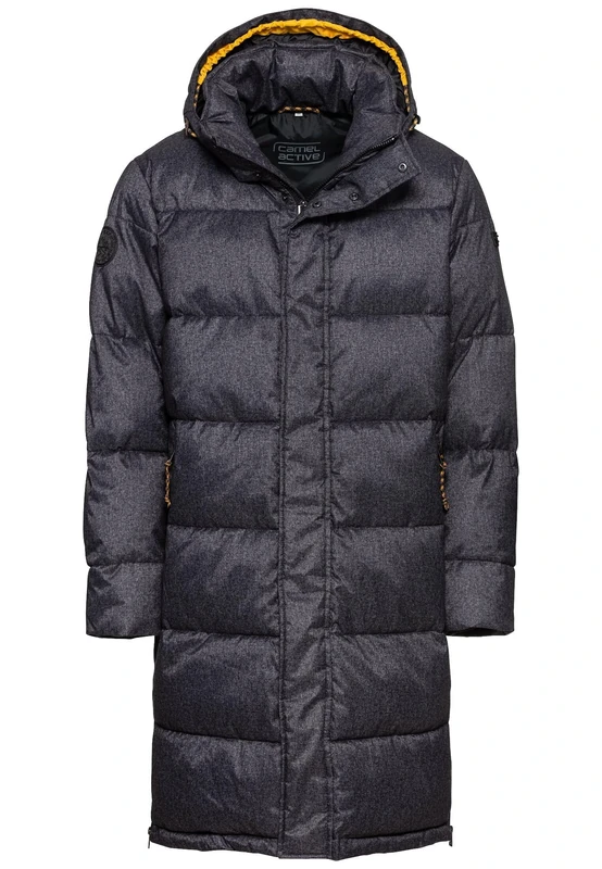 camel active Men's Warm Quilted Coat with Removable Hood, gray, 66