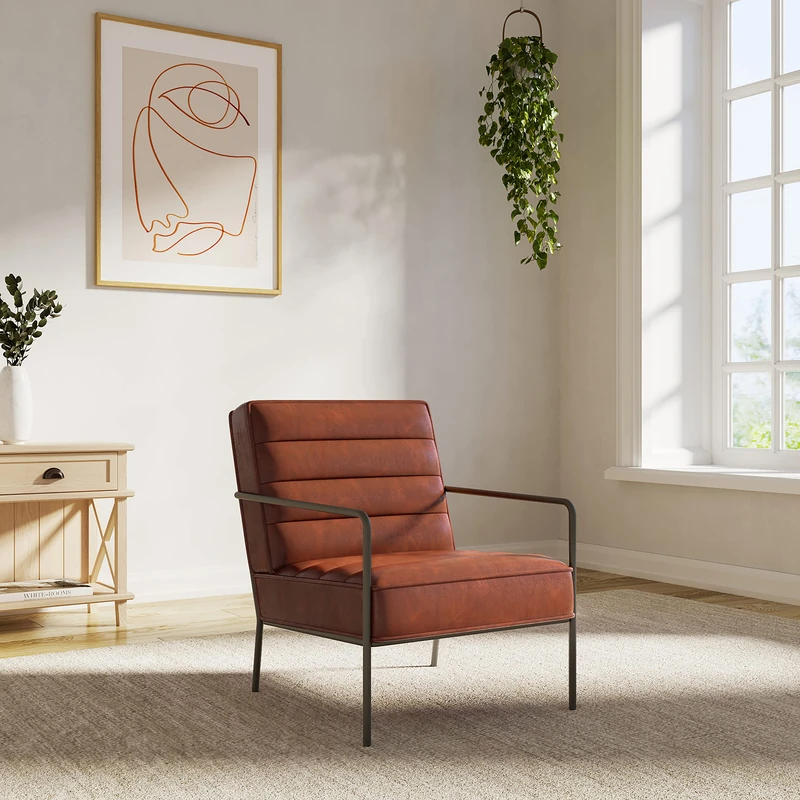 Alphason Bookham Accent Chair - Rust PU, 80x64x82cm (DxWxH) - Image 1