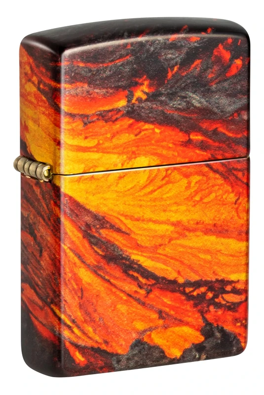 Zippo Windproof Lighter, Lava Flow Design – 540° Tumbled Brass, Fusion – Refillable, Reusable, Windproof Design – Comes in Gift Box – Made in USA