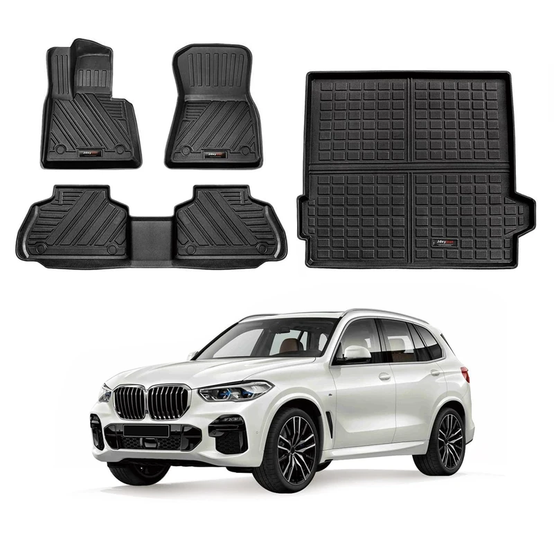 Jdeymat Compatible for BMW X5 (GO5) All Weather Floor Mats and Trunk Cargo Liner 2024 2023 2022 2021 2020 2019 TPE Rubber Protect Mat，Black（BMW x5 Floor mats+Cargo Liner）