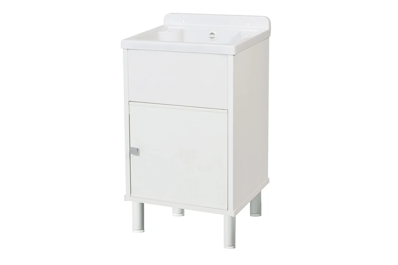 Negrari 5003PKCAM Mini PVC Resin Washbasin Outdoor/Indoor with Storage Unit L 42x D 34x H 80 cm, White, Small