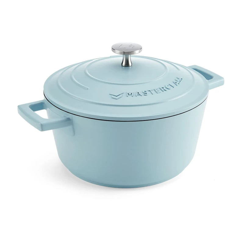 MasterClass Small Casserole Dish with Lid 2.5L/20 cm, Lightweight Cast Aluminium, Induction Hob and Oven Safe, Sky Blue - Image 1
