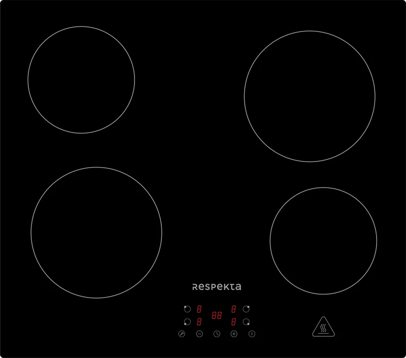 Respekta KM 4400-28 Glass Ceramic Hob Stand-alone/Frameless Built-in Hob with 4 Plates / 9 Power Levels/Touch Control/Timer/Child Lock / 60 cm Black