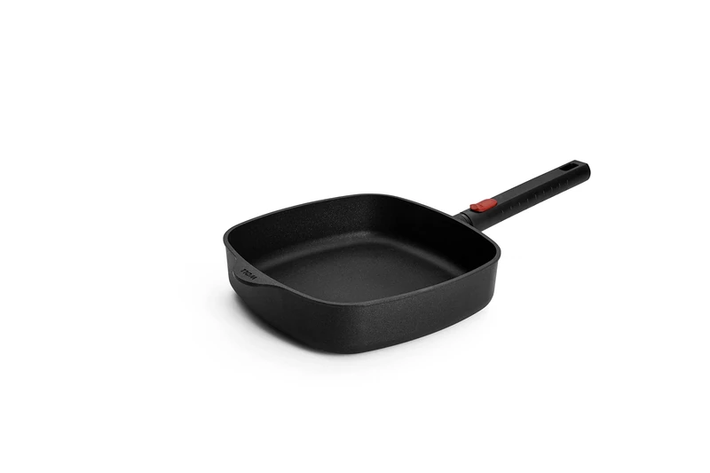 Woll Eco Logic QXR Square Pan Inductive 24 x 24 cm 6 cm High with Removable Handle Suitable for All Hobs PFAS-Free Cast Aluminium Oven-Proof Black