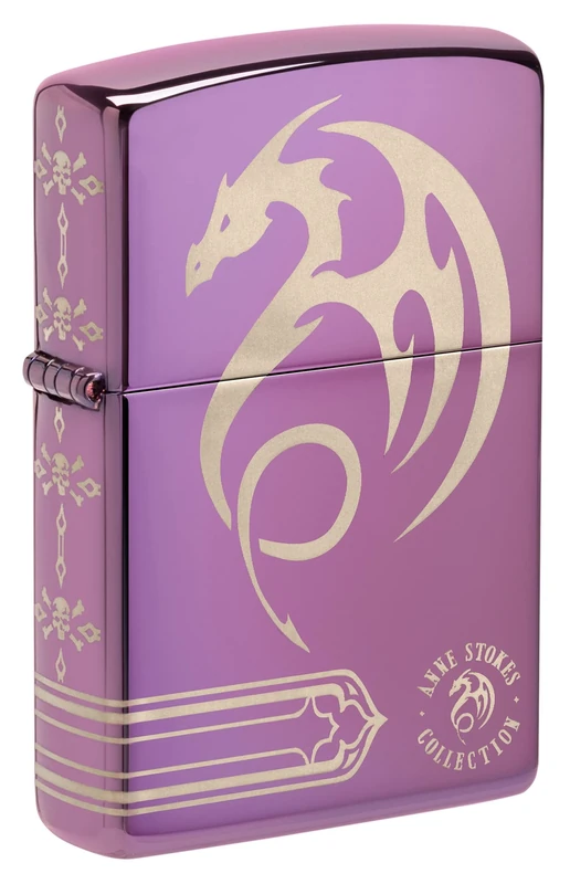 Zippo Windproof Lighter - Anne Stokes - High Polish Purple Finish, Laser Engraving - Refillable - Reusable - Windproof Design - Gift Box - Metal - Made in USA