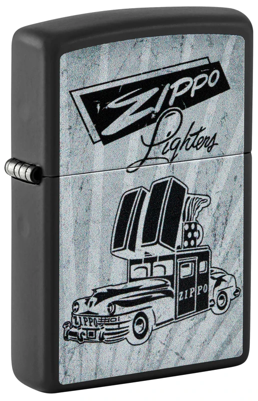 Zippo Windproof Lighter, Zippo Car Design – Matt Black, Colour Image – Refillable, Reusable, Windproof Design – Comes in Gift Box – Made in USA