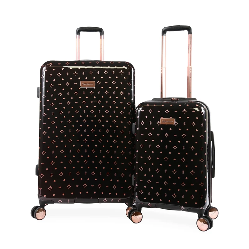 Juicy Couture Women's Arwen Spinner Luggage - Black/Rose Gold 2pc Set