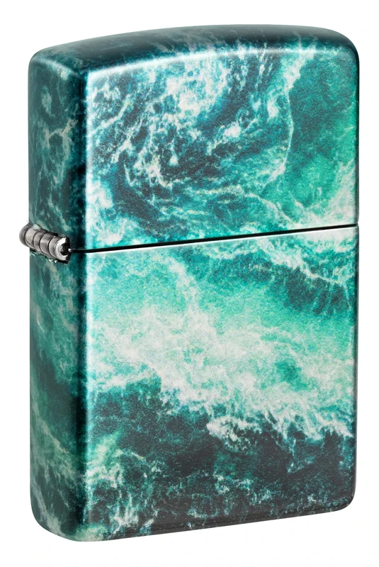 Zippo Windproof Lighter, Rogue Wave Design – 540° Tumbled Chrome, Fusion – Refillable, Reusable, Windproof Design – Comes in Gift Box – Made in USA