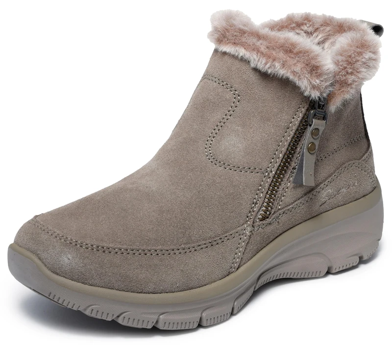 Skechers Women's Easy Going Cool Zip! Boots, Taupe Suede, 7 UK