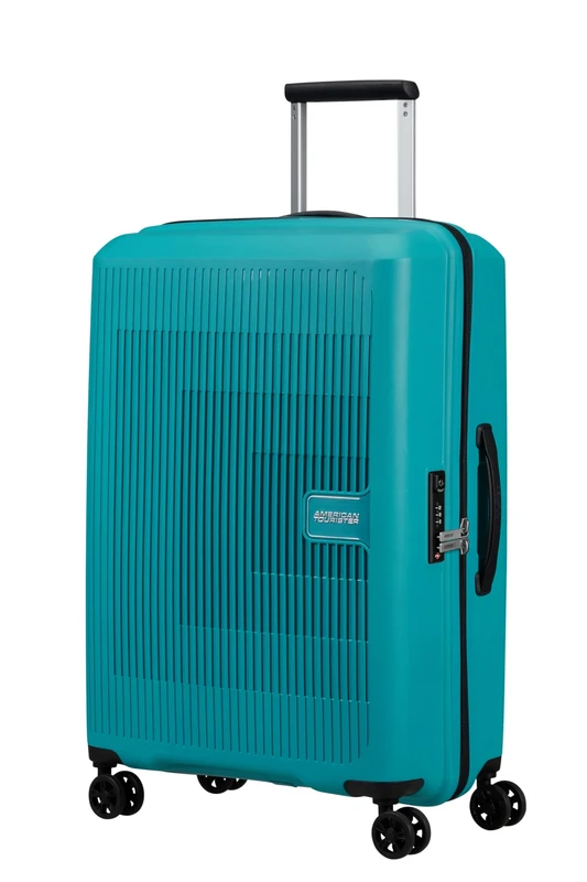 American Tourister Aerostep - Spinner M, Expandable Case, 67 cm, 66.5/72.5 L, Turquoise (Turquoise Tonic)