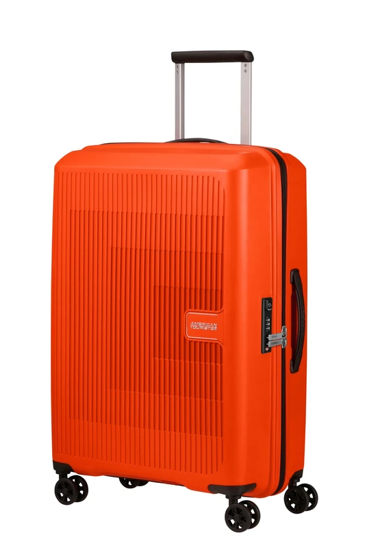 American Tourister Aerostep - Spinner M, Expandable Case, 67 cm, 66.5/72.5 L, Orange (Bright Orange)