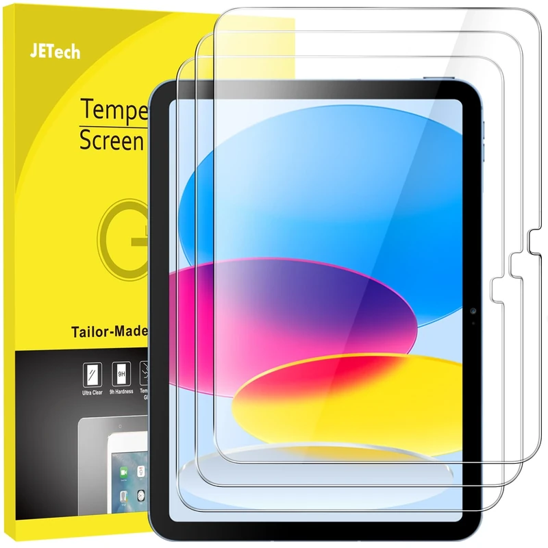 JETech Screen Protector for iPad (A16) 11th/10th Generation (2025/2022), 9H Tempered Glass Film, HD Clear, 3-Pack