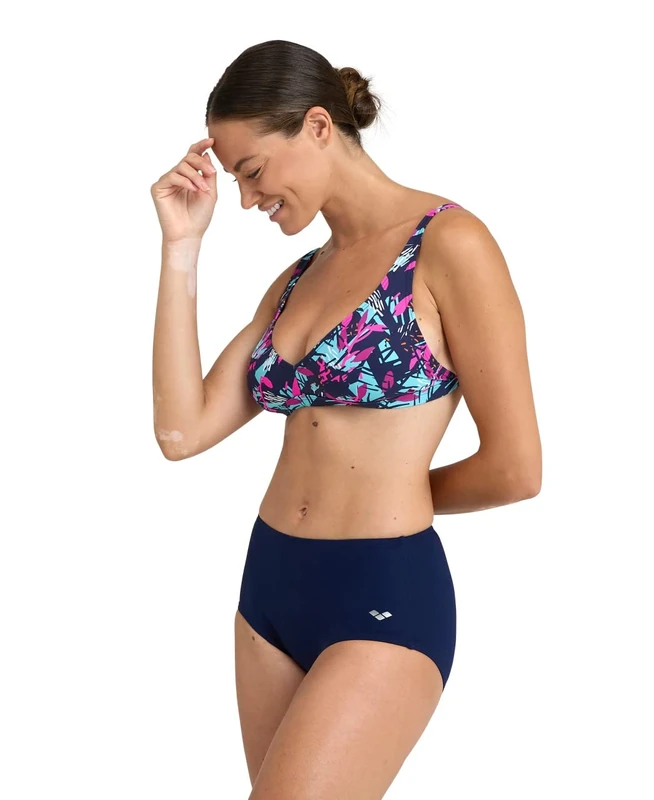 Arena Women's Bodylift Francy B-Cup Bikini Set, Navy-Freak Rose Multi, 38