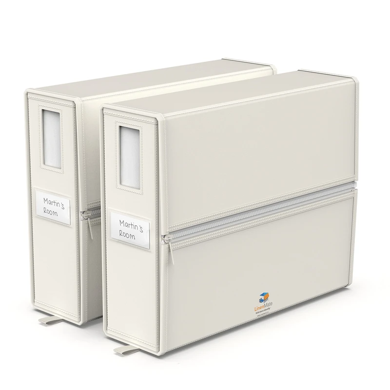 LINENMATE Twin/Full Size (Ivory 2-Pack) - The Original 2-Pack Linen Storage Container with Sheet-Folding Assisted Panels | Bed Sheets | Duvet Covers | Pillowcases | Towels - Image 1