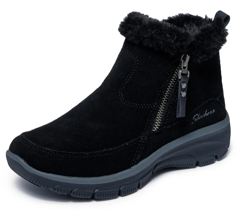 Skechers Women's Easy Going Cool Zip! Boots, Black Suede, 2 UK - Image 1