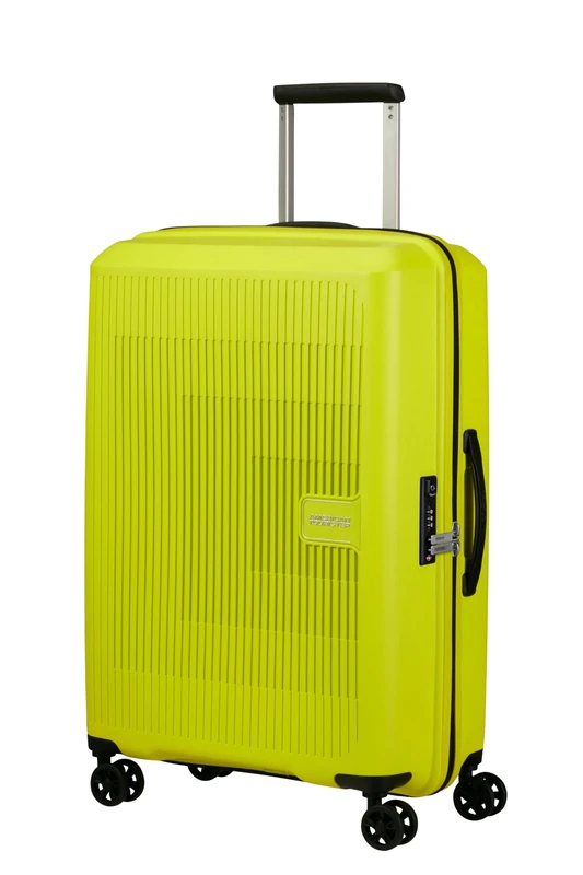 American Tourister Aerostep - Spinner M, Expandable Case, 67 cm, 66.5/72.5 L, Green (Light Lime)