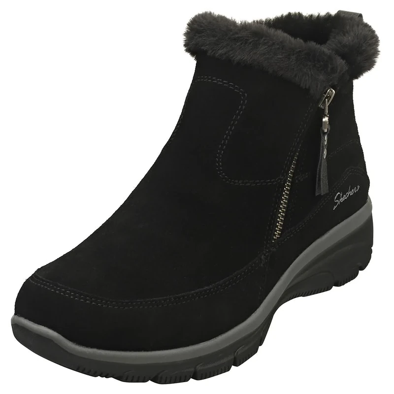 Skechers Women's Easy Going Cool Zip Ankle Boot, Black Suede, 6.5 UK
