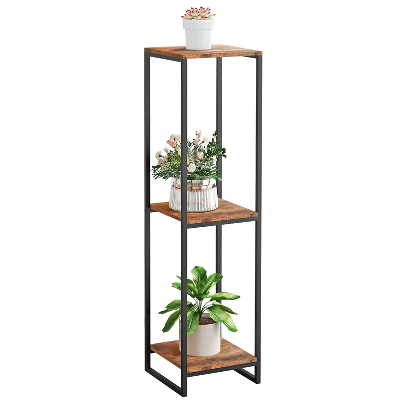 JEPRECO 46" Tall Plant Stand Indoor, 3-Tier Modern Plant Shelf, Corner Flower Pot Holder Organizer for Living Room Balcony Patio Garden (Rustic Brown)