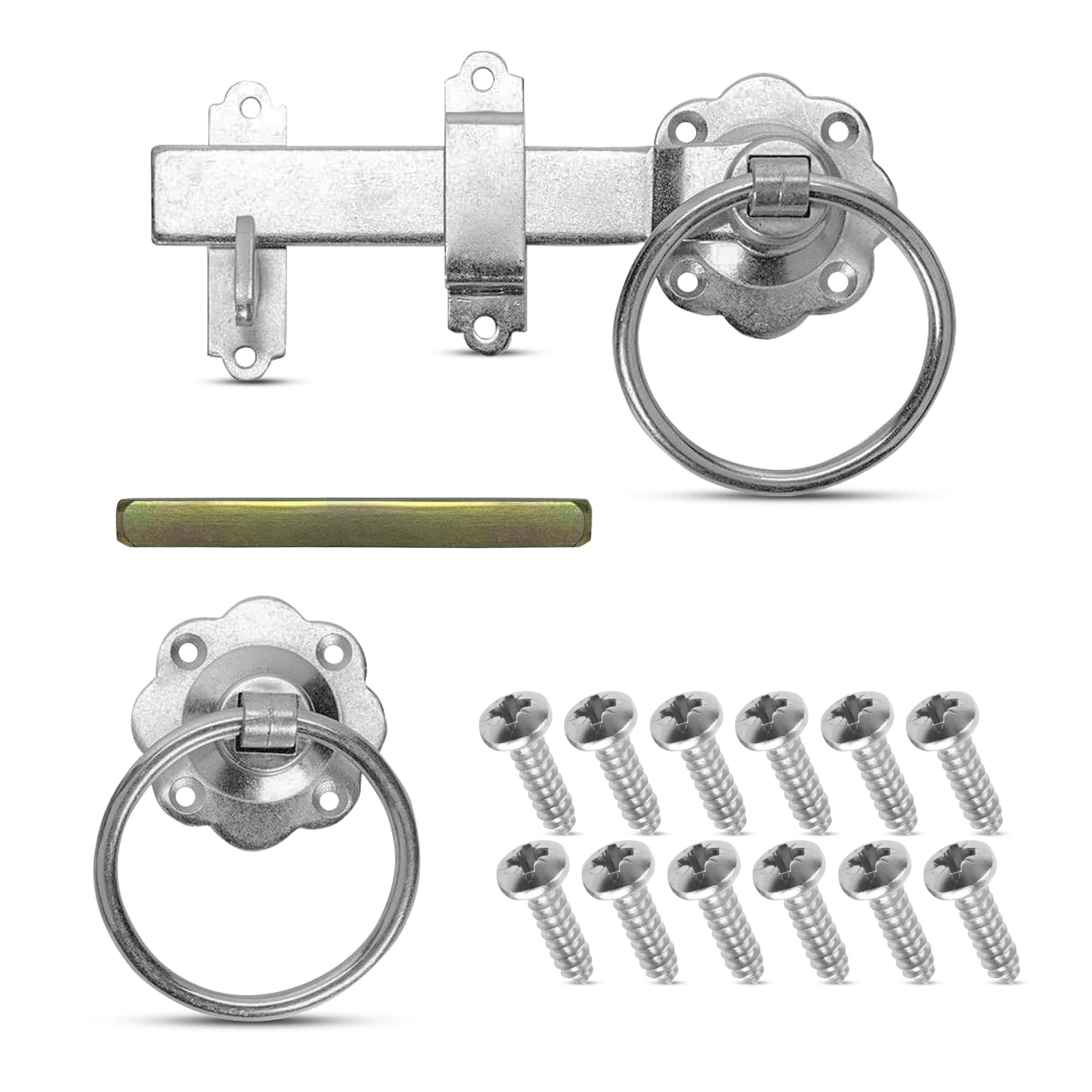 Ring Gate Latch Silver for Wooden Gates Zinc Plated 6"/150mm Door Latch - Bright Zinc Plating (BZP) Solid Ring Handle Garden Gate Latches and Catches for External Door Lock