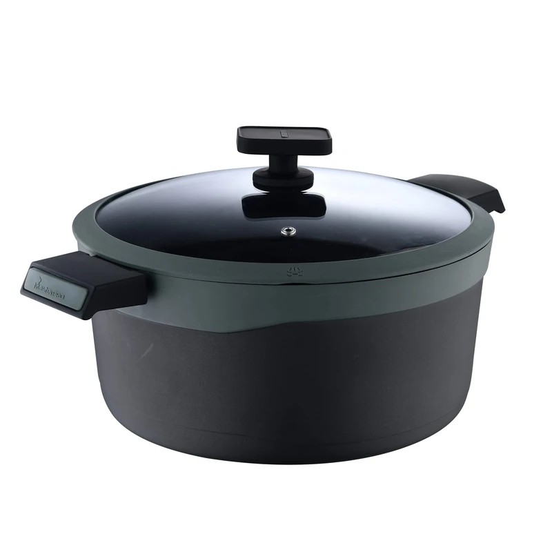 MasterPro - Gastro Reeco - 5.6 Litre Casserole Pot - Cast Aluminium Cooking Pots with Ceramic Non-Stick Coating & Heatdot Technology, Induction Hob Stock Pot with Lid & Ergonomic Handles