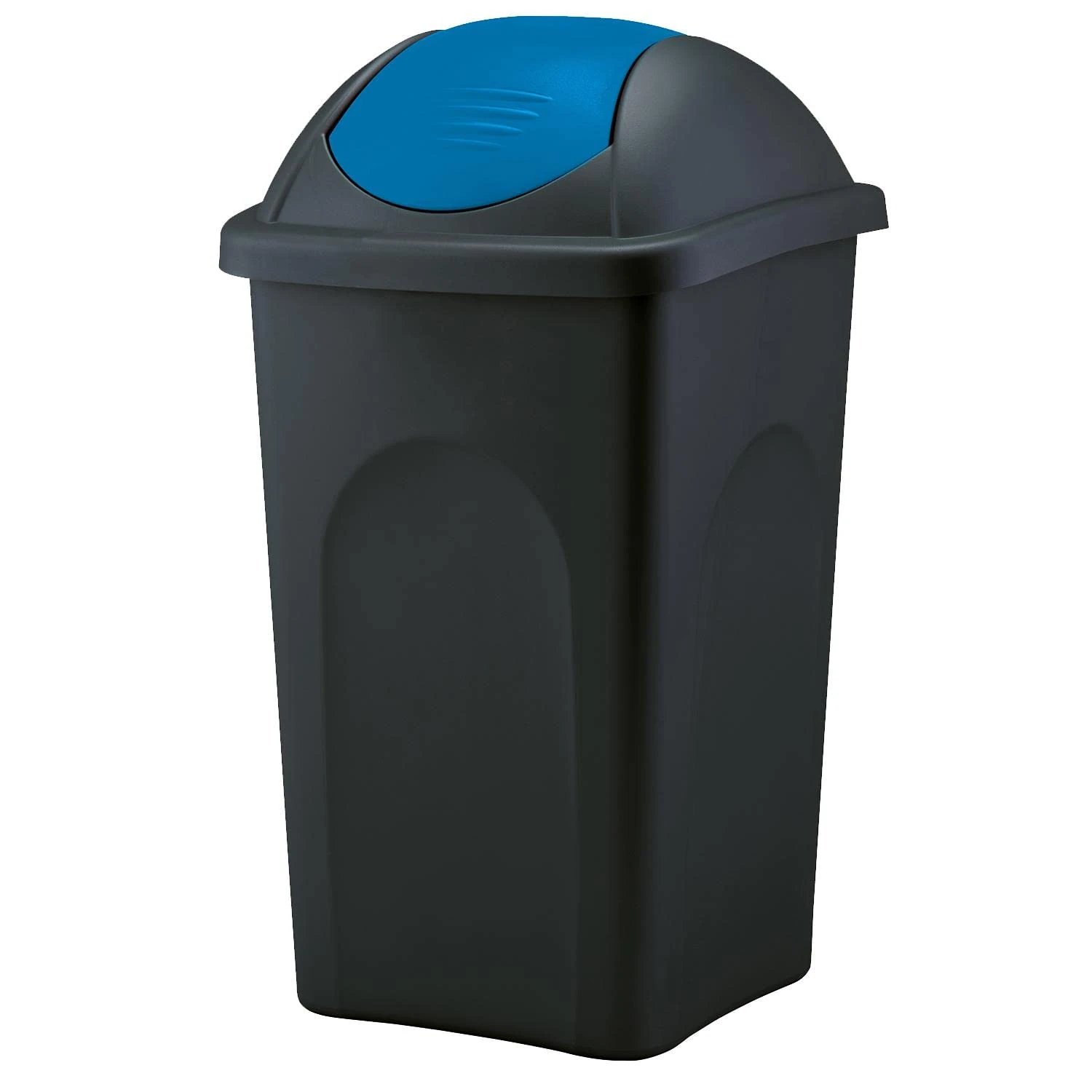 Home Centre Swing Lid Top Plastic Waste Bin 60 Litre Blue-Black Kitchen Recycling General Trash Recycled Rubbish Colour Code Management Containers Premium Quality Made in Italy