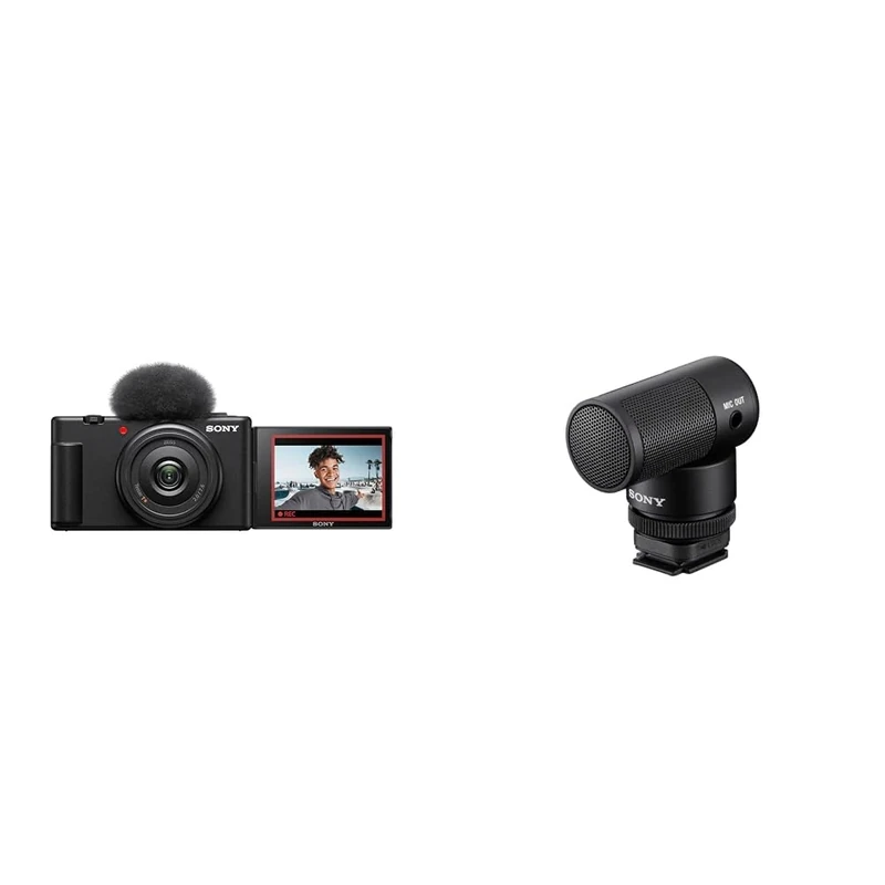 Sony Vlogging Bundle - ZV-1F Vlog Camera (Black) + ECM-G1 Shotgun Microphone