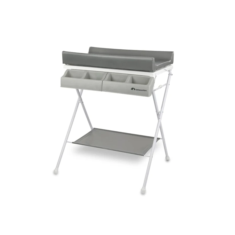 Bebeconfort Baltic, 2-in-1 Bathing & Baby Changing Table, 0 - 12 Months (max. 11kg), Compact Fold, Easy Storage, Multiple Storage Compartments, Padded Changing Mattress, Easy Tub Drainage, Grey Mist