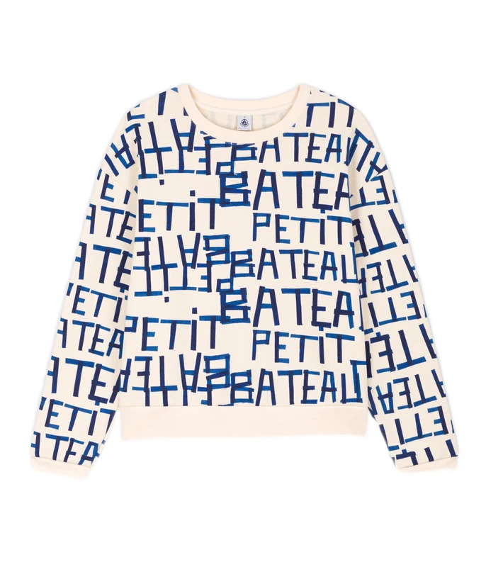 Petit Bateau Women’s Sweatshirt, White Avalanche / Multicolor, XS