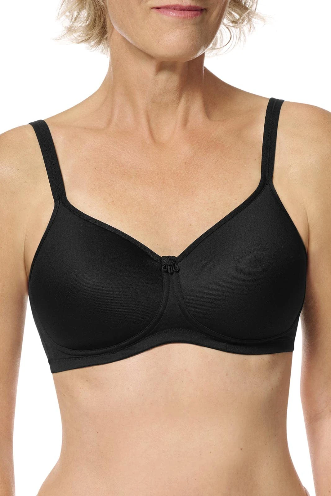 Amoena Women's Mara Padded Wire Free Pocketed Bra, Black, (32) AA