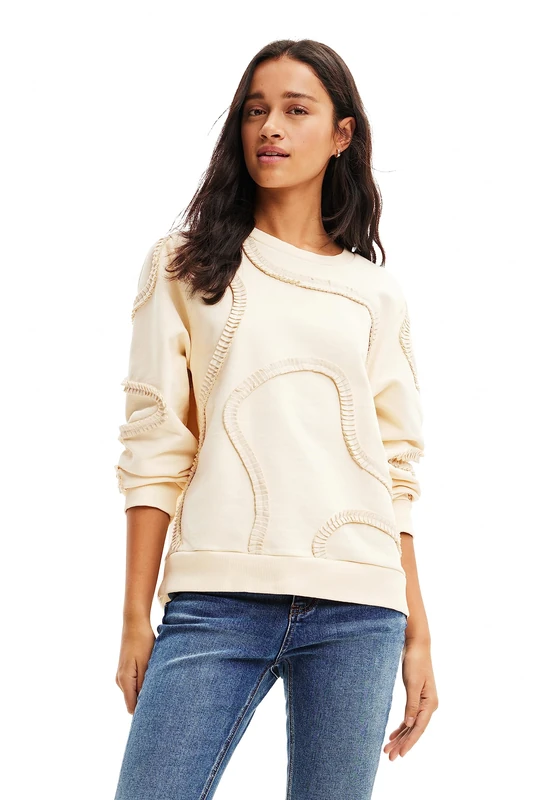 Desigual Tapes Pleated Detail Pink Sweater 23WWSK19