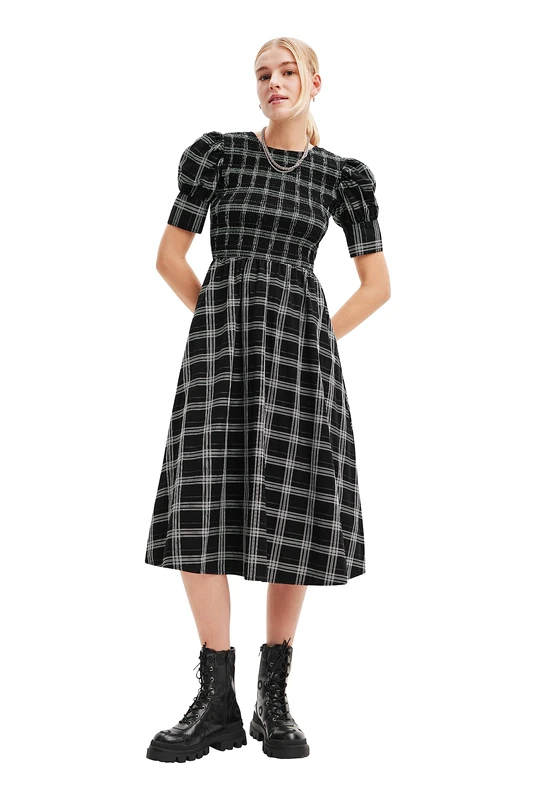 Desigual Women's Woman Woven Dress 3/4 Sleeve, Black, S