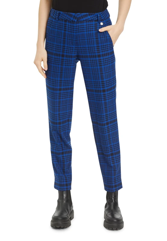 Tamaris Ariana Women's Cigarette Trousers, Blueberry Houndstooth Check, 14 - Image 1