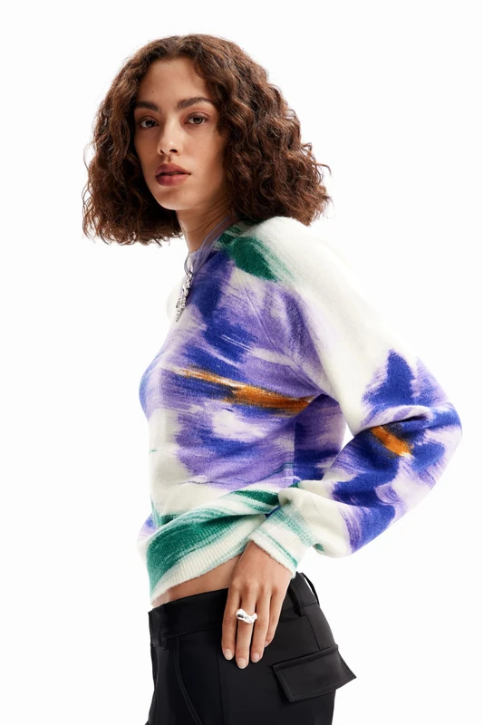 Desigual Ebro Out of Focus Purple Floral Jumper 23WWJF04