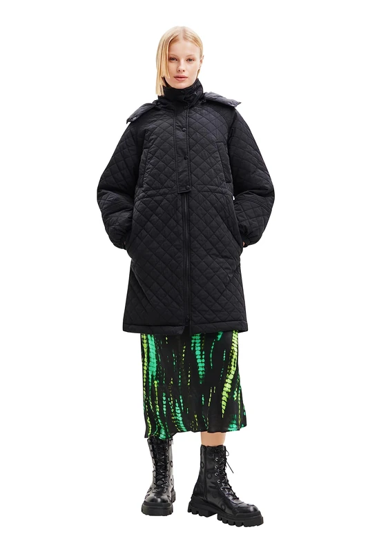 Desigual Padded Denmark Puff Sleeve Quilted Coat 23WWEW20