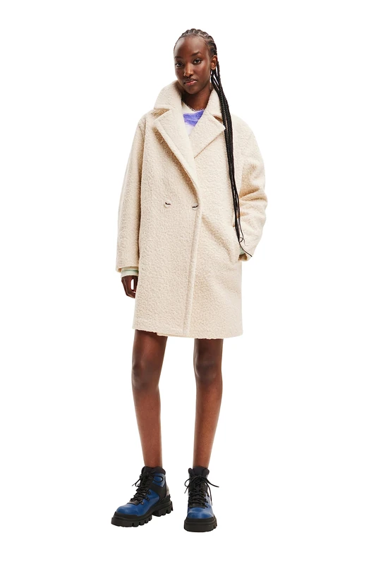 Desigual London Smart Boucle Coat 23WWEW21 White