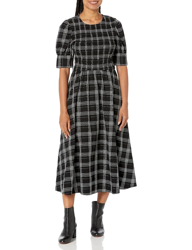 Desigual Women's Woman Woven Dress 3/4 Sleeve, Black, XL