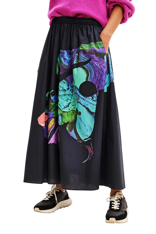 Desigual Women's FAL_Globule-Lacroix Skirt, Black, M