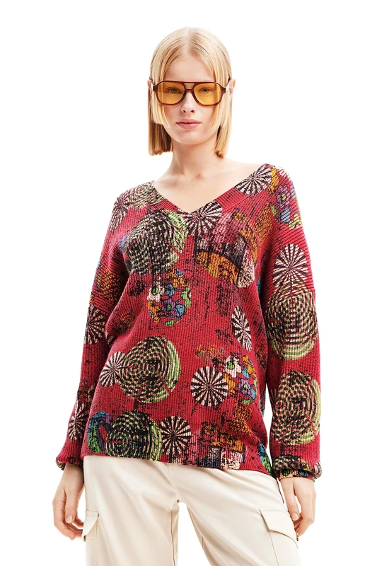 Desigual Women's Pullover_galacti Sweater, red, S