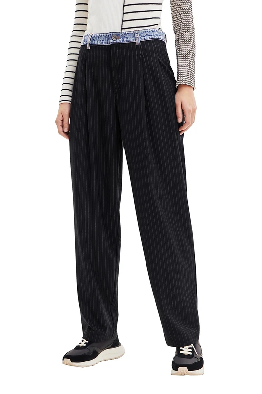 Desigual Women's Pant_Chicago Casual Trousers, Black, X-Small