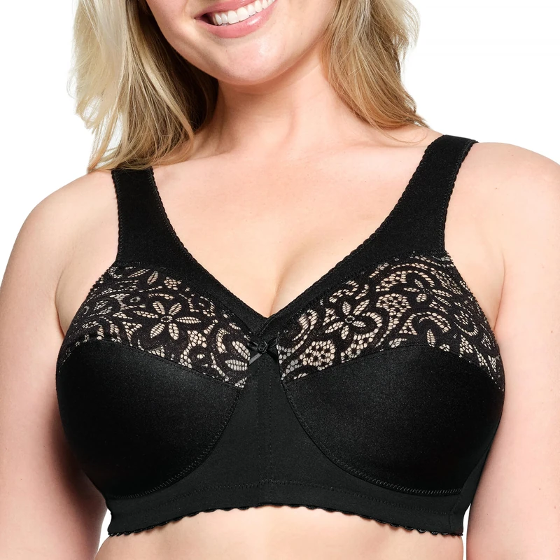 Glamorise MagicLift Cotton Support Wirefree Bra 1001 (Women's & Women's Plus) Black - Image 1