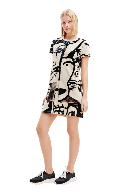 Desigual Women's Vest_Mariscal_face Dress, Brown, X-Small